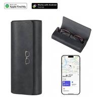 Étui intelligent pour lunettes compatible avec Find My et Android, rechargeable, anti-perte, en cuir PU