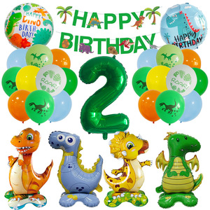 Ensemble de ballons sur le thème des dinosaures de la jungle, ballon chiffre en Mylar en forme de dinosaure debout pour garçons de <span class=keywords><strong>1</strong></span>, 2, 3 ans, toile de fond pour photos d'<span class=keywords><strong>anniversaire</strong></span> - Product Image 3