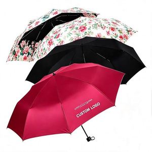 Manual Open 3-Fold Design Premium Custom Printed Stylish Business Pongee Fabric Reliable Modern <b>Windproof</b> Folding <b>Umbrella</b> - Product Image 1