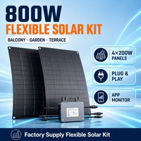 Kit solaire de balcon 800W, panneaux solaires flexibles 200W, micro-onduleur, système solaire domestique prêt à l'emploi, utilisation pour balcon, jardin, terrasse