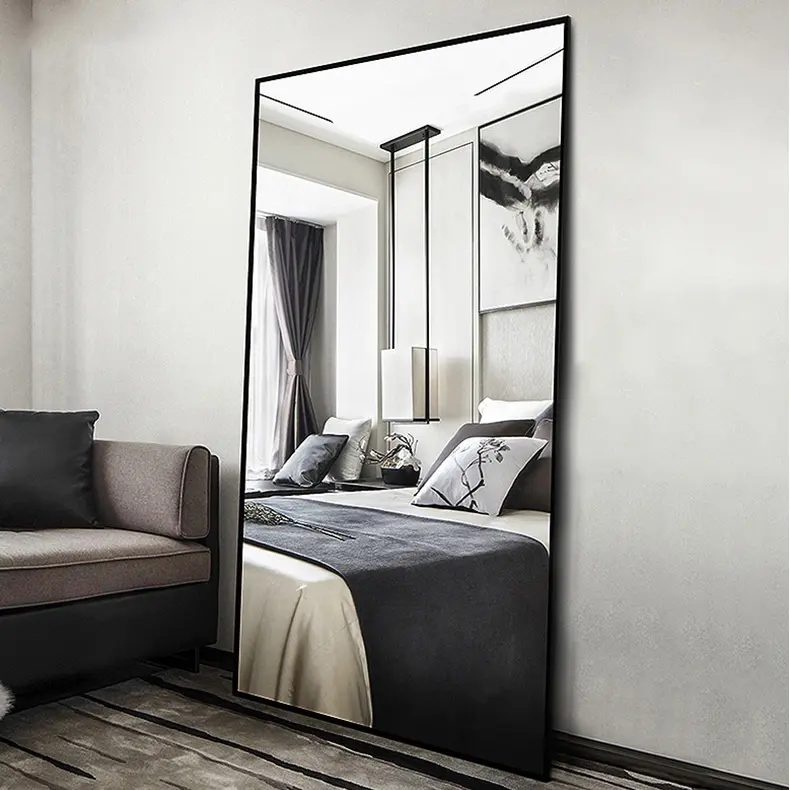 Stile moderno a specchio piano di lunghezza completa di trasporto antico in piedi spogliatoio parete a specchio