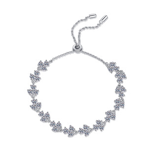 Moissanite Jewelry Pulsera de cadena de plata esterlina 925 para mujer, ajustable chapado en oro blanco - Product Image 1