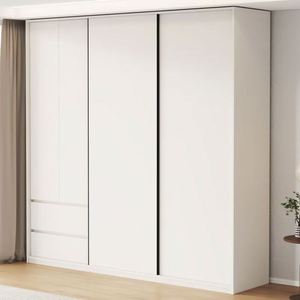 Armario de dormitorio Popular, armario de puerta corredera de lujo ligero de madera maciza personalizado, conjunto de armario, puerta corredera, almacenamiento para el hogar - Product Image 5