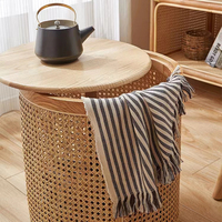 Table de salon en rotin avec plateau en bois, Table de café ronde de Designer à la mode avec le prix bon marché