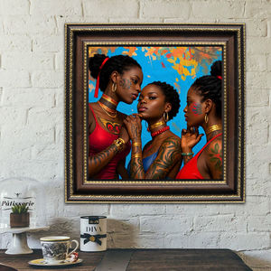 Póster de retrato de cara tatuada de mujeres étnicas africanas creativas, arte de pared, decoración del hogar, lienzo al óleo y pintura de porcelana de cristal - Product Image 1