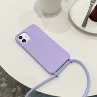 Étui pour téléphone portable en silicone avec cordon détachable multicolore avec collier