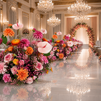 Arrangement floral artificiel orange et rose mélangé, Anthurium, Dahlia, Rose, Centre de table, Décoration florale pour mariage, Vente en gros