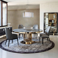 Table à manger ronde fantaisie hôtel Villa meubles de salle à manger marbre acier inoxydable ensemble table à manger et chaises de luxe