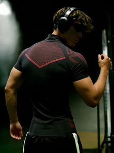 Nuova Maglietta Sportiva da <span class=keywords><strong>Uomo</strong></span> per Fitness, Traspirante, ad Asciugatura Rapida, Altamente Elastica, a Maniche Corte, per Allenamento in Palestra, Vestibilità Aderente - Product Image 5