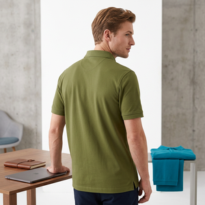 Camisas de Golf Personalizadas para Hombre, de Manga Corta, Color Sólido, Tallas Grandes, Tejidas, 100% Algodón, 220g, con Solapas Estampadas, Casuales y de Negocios - Product Image 3