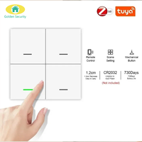 Interrupteur intelligent sans fil Zigbee Tuya 4 boutons, contrôleur de scènes, clavier de contrôle d'automatisation via application, autocollant de scène