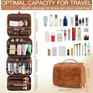 Neceser de Viaje Colgante 3 en 1 de Gran Capacidad, Desmontable, de Cuero PU para Hombre - Product Image 4