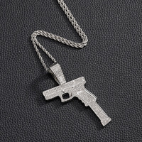 Pendentif UZI en forme de mitraillette pour homme, bijou cool populaire au Moyen-Orient, style punk et hip hop