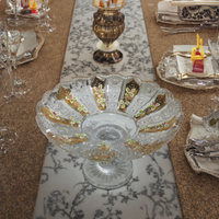 Verres à pied faits à la main incrustés d'or, décoration de luxe pour la maison, verre en cristal, verrerie Lalique, bol à fruits de mariage, ornement de rangement, dessus de table