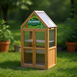 Kit de mini-serre DB, structure en bois, matériau PE, support de plantes pour jardin intérieur/extérieur, style moderne - Product Image 2