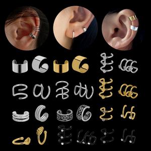 Pendientes colgantes de Clip de oreja gótica de acero inoxidable 316 al por mayor para hombres y mujeres, pendientes de gota de Cruz Punk sin Piercing - Product Image 6