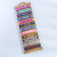 12Pcs Set Gelang Tenun Bohemian Warna-warni Gaya Etnik Nepal Gelang Persahabatan Geneva dengan Rumbai Modis