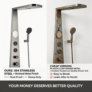 Columna <span class=keywords><strong>de</strong></span> ducha <span class=keywords><strong>de</strong></span> lujo <span class=keywords><strong>de</strong></span> acero inoxidable cepillado color bronce, montada en la pared, con cascada, rociador <span class=keywords><strong>de</strong></span> mano y chorros <span class=keywords><strong>de</strong></span> masaje - Product Image 3