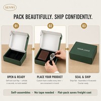 Boîte d'expédition vert forêt avec logo argenté, insert en mousse EVA, intérieur bicolore, emballage cadeau de luxe pour montres et bijoux