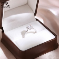 EMEJEWE Bague Éternité Halo en Argent 925 avec Moissanite 1 carat, Sertissage à Griffes, Bande Lisse Polie, pour Mariage, Anniversaire, Usage Quotidien