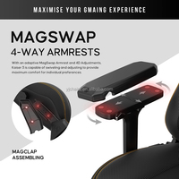 Anda Seat Kaiser Série 3 Chaise de jeu de qualité supérieure en cuir PVC Chaise de jeu magnétique noire élégante avec lombaire intégrée à 4 voies