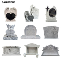 Pierre tombale Samistone Carrara en marbre blanc, ailes d'ange, pierre naturelle, sculpture à la main, extérieur, taille personnalisée, commémorative