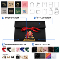 Pochette enveloppe en satin noir avec ruban, logo personnalisé, pour l'emballage de lingerie et de vêtements, sac d'emballage pour YJX Pack