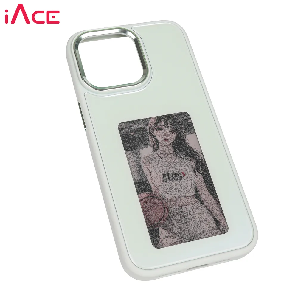 Anti-scratch nfc eink phone case colorful nfc smart phone case cover for iPhone /13/14/15 ProMax