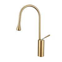 Mitigeur de lavabo sanitaire monotrou à poser, avec douchette extractible en céramique, poignée unique en acier inoxydable 34734