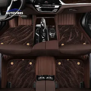 5D 7D Luxury Diamond 3D Custom Leather Floor Foot Mats Car Rexine Pvc Car Floor Mat Leather Car Mats