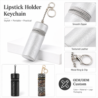 Porte-maquillage tendance, porte-clés, mini pochette, breloque, tube de rangement pour rouge à lèvres et baume à lèvres, porte-clés en cuir personnalisable
