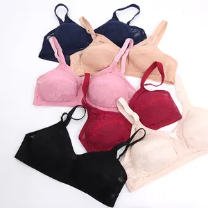 Ladies Comfort Wireless Daily wear Breathable Women Bra Plus Size Non Padded Ultra Thin Big Cup Lace Bra