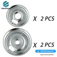 W10196405 W10196406 Jeu de casseroles d'égouttement chromées et éléments de surface de brûleur MP21YA MP15YA, compatibles avec le four de cuisinière Whirlpool