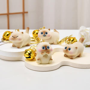 Lindo gato mascota muñeca llavero creativo brújula llave colgante con Little Siam Bag accesorios de embalaje hechos de plástico - Product Image 3