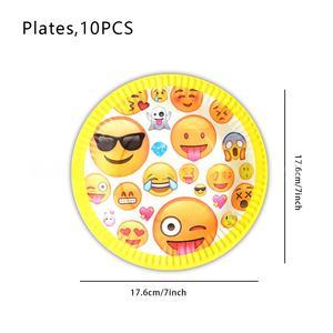 Suministros <span class=keywords><strong>de</strong></span> fiesta <span class=keywords><strong>de</strong></span> cumpleaños <span class=keywords><strong>de</strong></span> estilo moderno, juego <span class=keywords><strong>de</strong></span> vajilla desechable Emojis que incluye platos, servilletas, tazas, artículos decorativos <span class=keywords><strong>de</strong></span> gran venta - Product Image 4