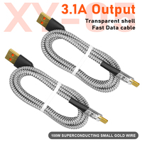 Kabel pengisi daya cepat mikro Logo OEM 60W V8 untuk ponsel Android Tecno, inovatif transparan tahan lama nilon kepang dengan jaket TPE