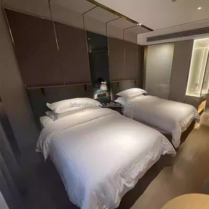Affordable Modular Hotel Bedroom Furniture <b>Full</b> Room <b>Sets</b> Twin <b>Beds</b> with Wood Frame TV Console Nightstands Side Table & Wardrobe - Product Image 1