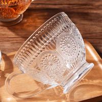 Mug en verre tournesol de 400 ml avec poignée pour petit-déjeuner, céréales, thé, café, sucre, gelée, motif floral