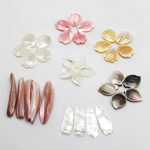 Factory selling custom pink white yellow black carving mother pearl flower pearl flower shell accessories