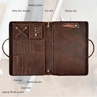 Porte-documents en cuir véritable GZRHKJ avec poignée et fermeture éclair, unisexe, pour ordinateur portable 15 pouces et bloc-notes juridique 10 pouces, couleur foncée