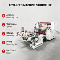 Machine de découpe et de rembobinage automatique contrôlée par PLC pour rouleaux de film plastique, haute précision, avec moteur PLC pour l'emballage