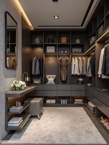Nouvelle Armoire de Rangement Minimaliste Noire en Mélaminé pour Hommes, Personnalisable, Portable, pour <span class=keywords><strong>Dressing</strong></span> ou Penderie - Product Image 3