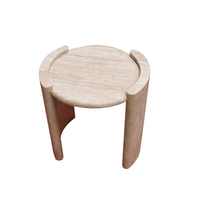 Table d'appoint personnalisée en travertin naturel moderne Table basse en marbre beige Fabricant de meubles de maison en ciment personnalisé