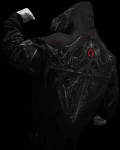 <span class=keywords><strong>Felpa</strong></span> <span class=keywords><strong>con</strong></span> Cappuccio <span class=keywords><strong>Nera</strong></span> Gotica da Uomo King Mcgreen Star <span class=keywords><strong>con</strong></span> Zip, Stampa <span class=keywords><strong>Teschio</strong></span>, Vestibilità Ampia, Maniche Lunghe, Casual Streetwear - Product Image 2
