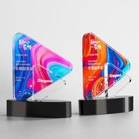 Trophée de support ovale personnalisé, bouton de jeu, trophée en verre cristal