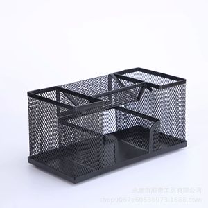 Porte-stylos en maille métallique, grande capacité, organisateur de rangement de bureau, fournitures de bureau, boîte de papeterie, forme carrée, matériau en fer - Product Image 5