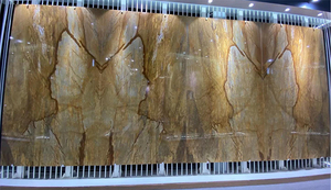 Tấm ốp tường đá cẩm thạch vàng tự nhiên cao cấp màu nâu vàng dùng cho thiết kế tường TV biệt thự - Product Image 2