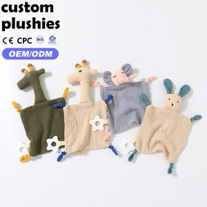 Couverture en peluche de sécurité pour bébé en coton mousseline <span class=keywords><strong>avec</strong></span> anneau de dentition, vente en gros, pour promotion - Product Image 1