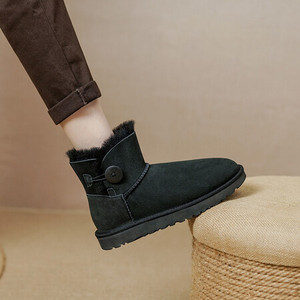 Mùa Đông Tuyết Khởi Động Của Phụ Nữ Mùa Đông Mắt Cá Chân Khởi Động Màu Nâu Da Lộn Da Ấm Lông Thú Thoải Mái Nút Trang Trí Tuyết Khởi Động - Product Image 6