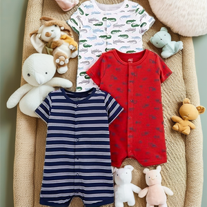 Conjunto de Mameluco de Verano para Bebés Niñas de 0 a 24 Meses, Tejido de Algodón y Spandex, Cierre de Botones, Suave, Transpirable y Ligero - Product Image 2